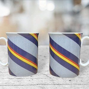 Two (2) Block Spal Portugal Royal Scots Gray Regimental Stripes Mugs VGC
